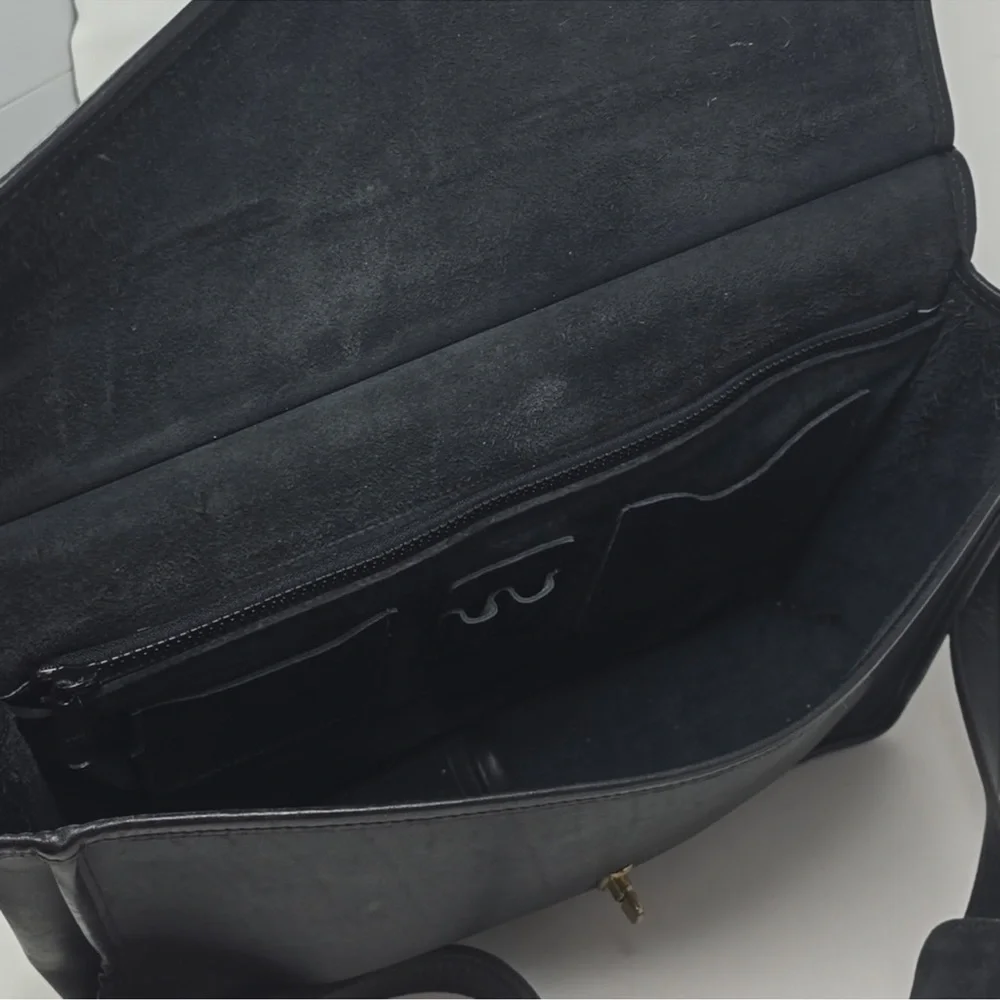 Jack Georges Black Leather Briefcase